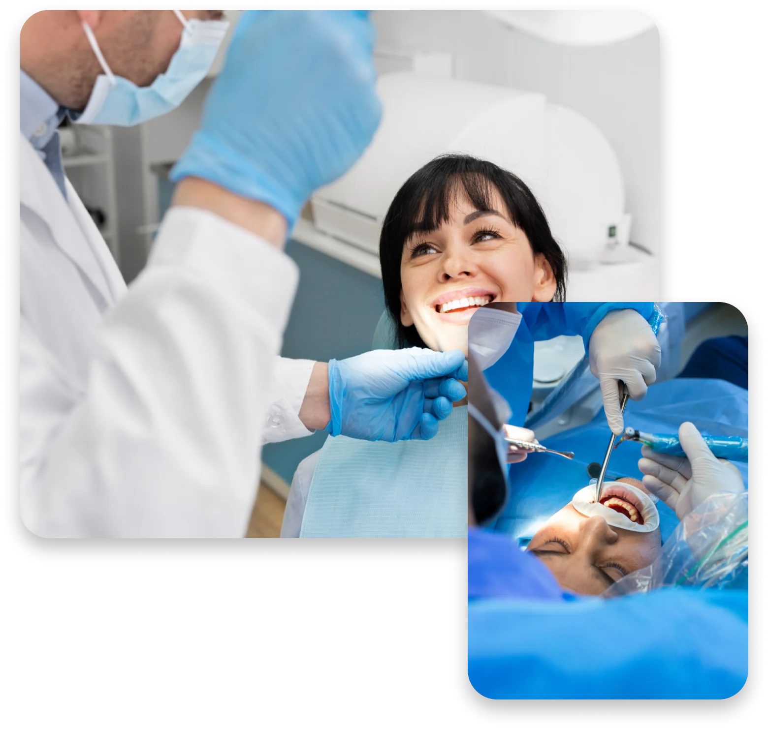 Dentista realizando una limpieza dental profesional con cuidado